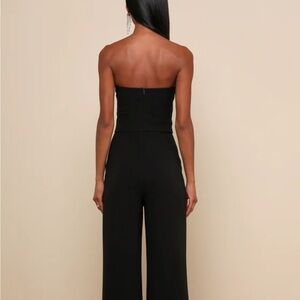 Lulu's Black Strapless Wide-Leg Jumpsuit